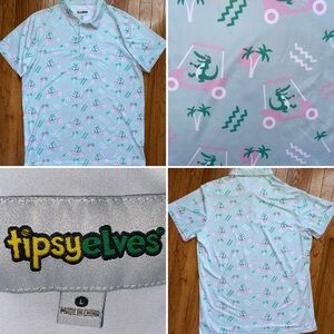Tipsy Elves MEN'S GOLF CART GATOR GOLF POLO Large NWOT
